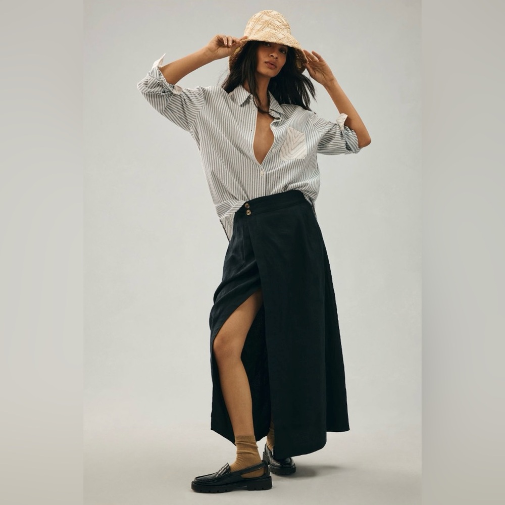 Anthropologie Linen Wrap Skirt